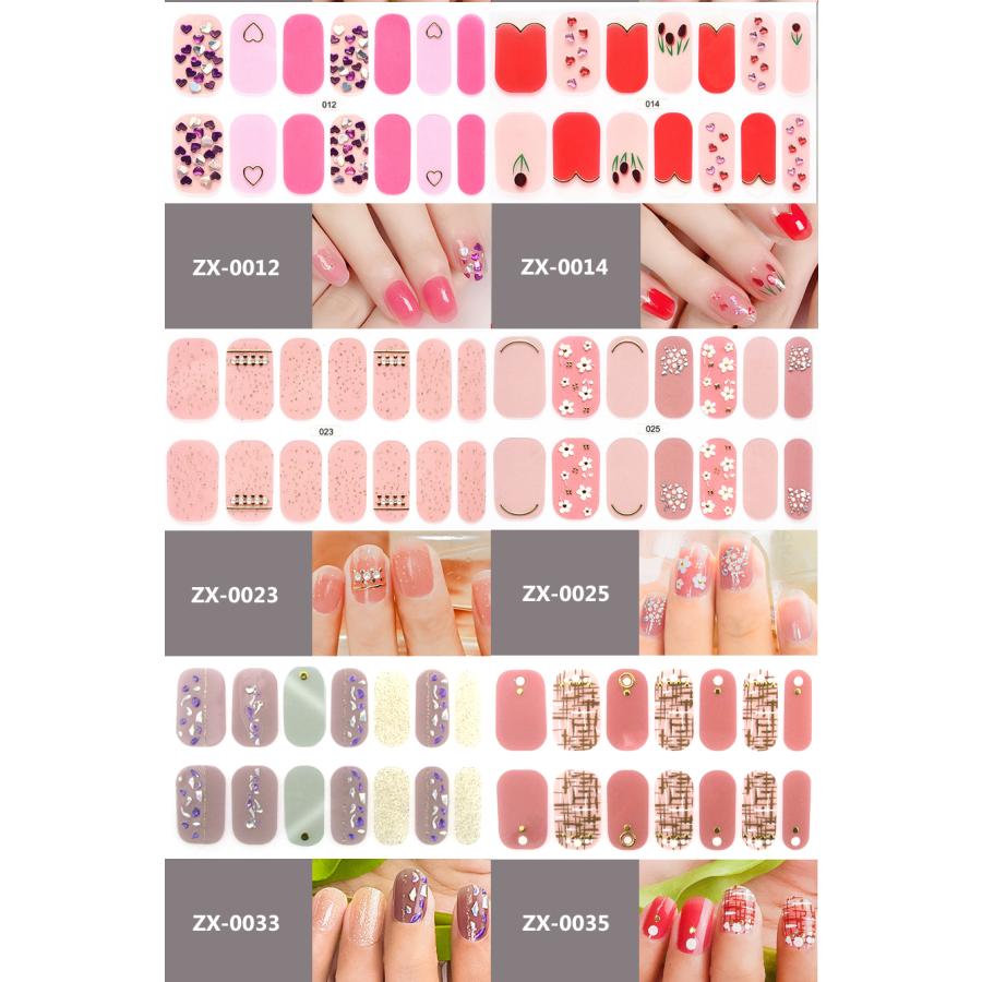 ネイルシール 2+2 貼るだけ 花 3D ピンク フルカバー 簡単 立体 ジェル