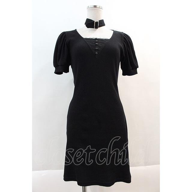 SALE】pium / バックリボンチョーカーカットワンピース 黒 I-24-09-16