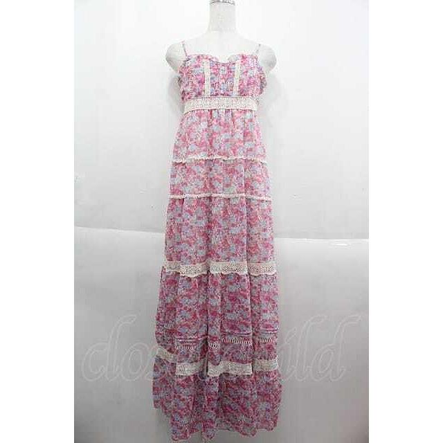 LIZ LISA / フラワー総柄キャミロングワンピース ピンクX青X白 I-25