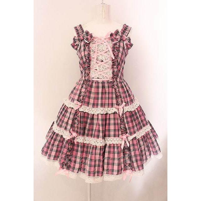 Angelic Pretty / タータンチェック 肩リボンジャンパースカート