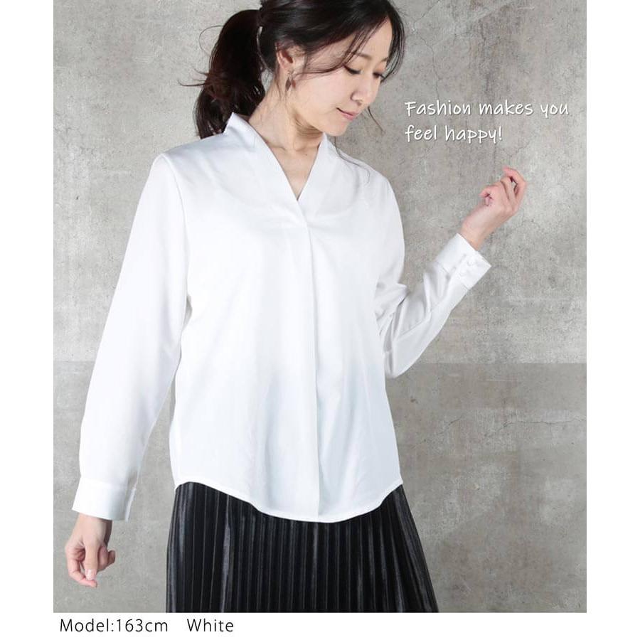 シフォン シャツ 長袖 Vネック ブラウス レディース トップス シフォン