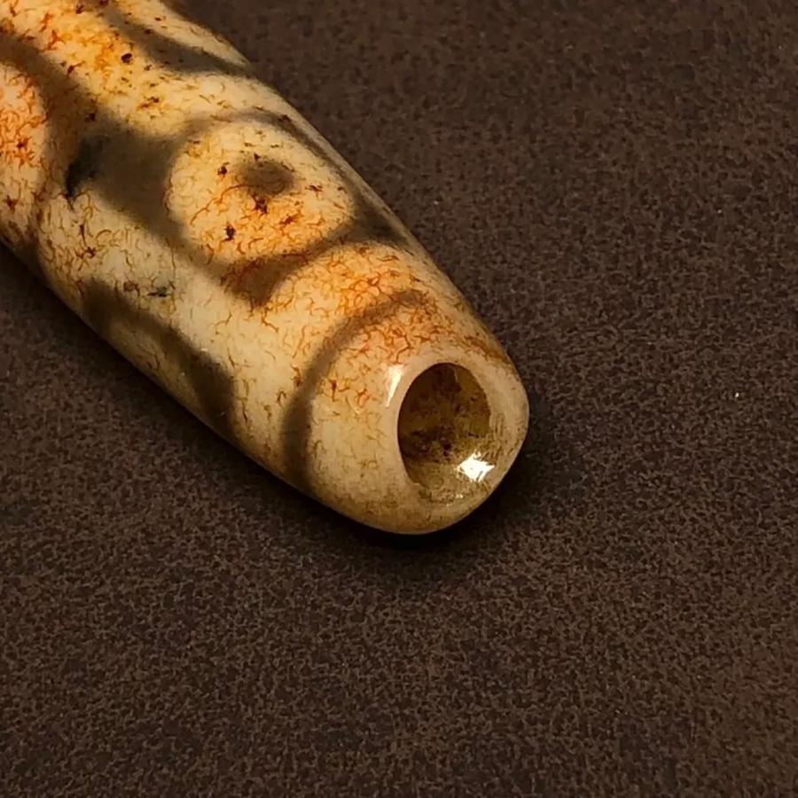 本物 九眼天珠 朱砂 s737 老天珠 古代チベット ジービーズ 54.2mm