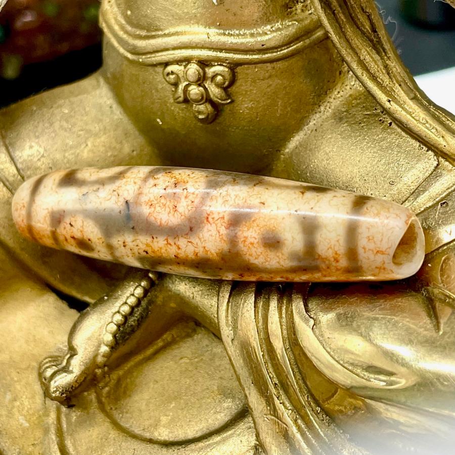 本物 九眼天珠 朱砂 s737 老天珠 古代チベット ジービーズ 54.2mm