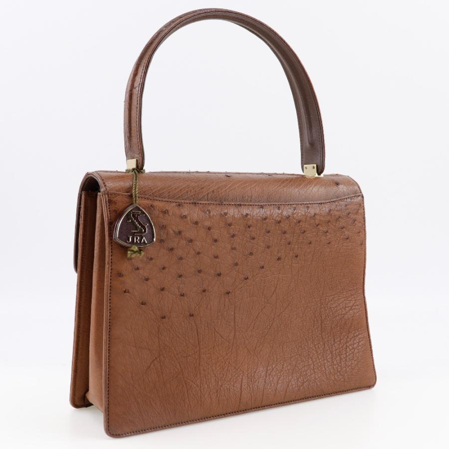 JRA ハンドバッグ オーストリッチ 茶 レディース【11203007】中古 爆買