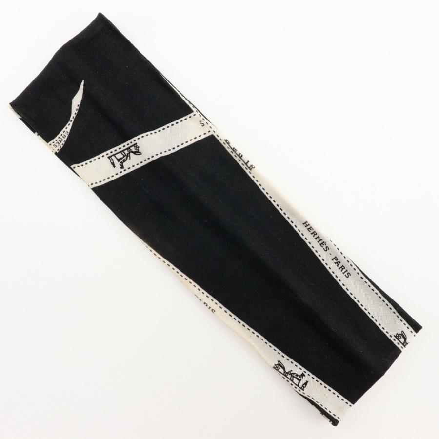 HERMES（エルメス） ヘアバンド ボルデュックリボン シルク 黒