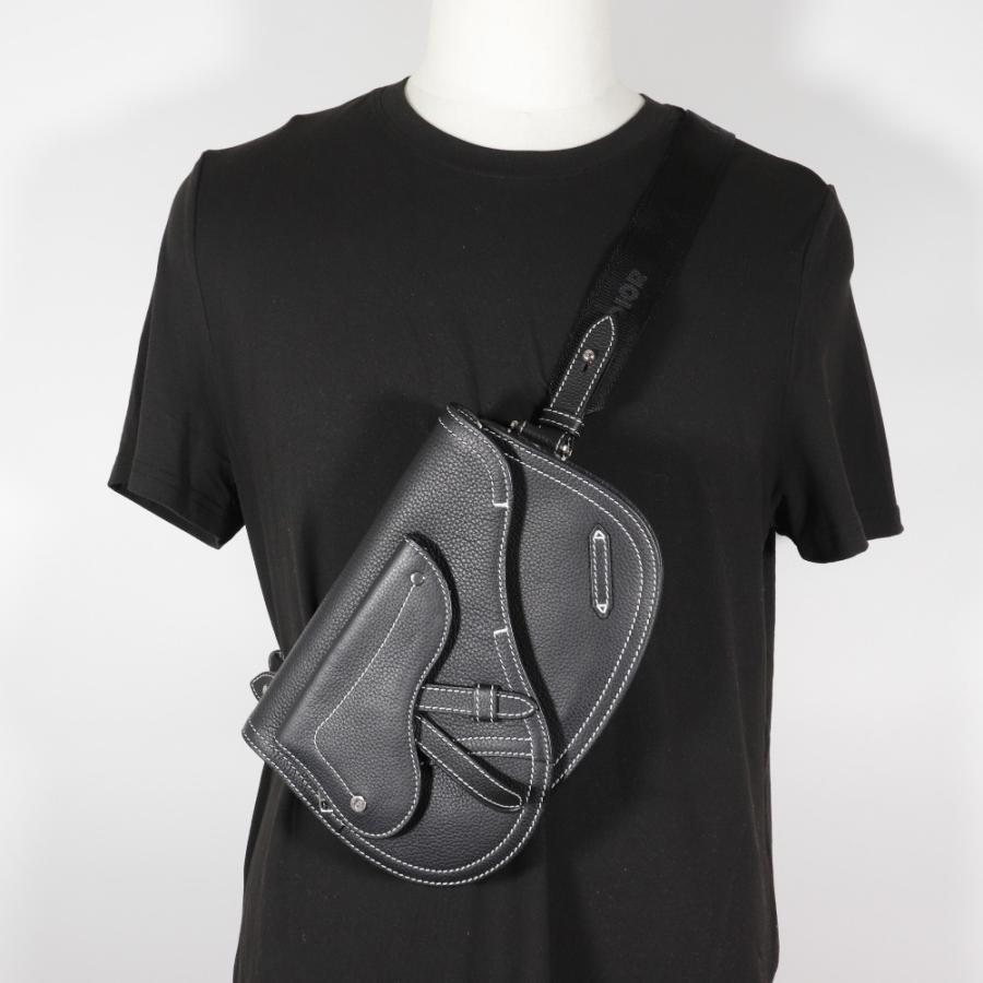 Dior ディオール サドル ボディバッグ カーフ 黒 メンズ【I111525032