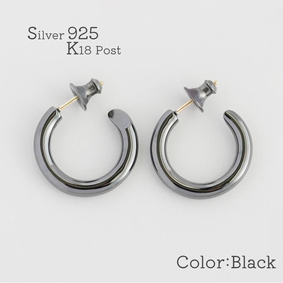 silver925 K18ポスト フープピアス 太さ2.9mm 直径19mm シルバー925 18