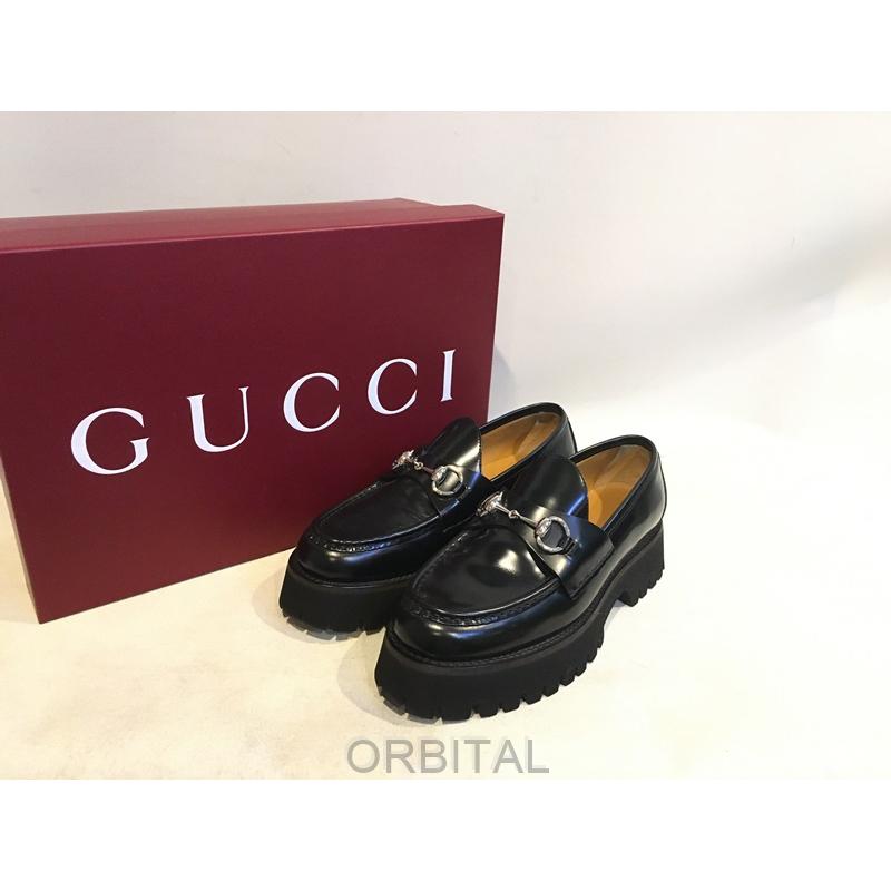 二子玉)GUCCI グッチ ホースビットローファー レザー プラットフォーム