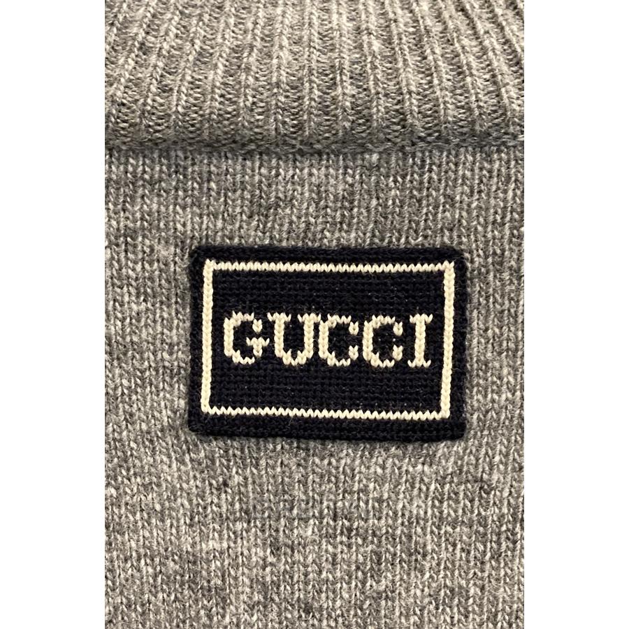 二子玉)GUCCI グッチ 未使用 バックロゴウールタートルニット グレー
