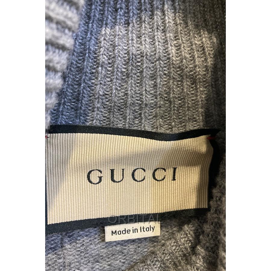 二子玉)GUCCI グッチ 未使用 バックロゴウールタートルニット グレー