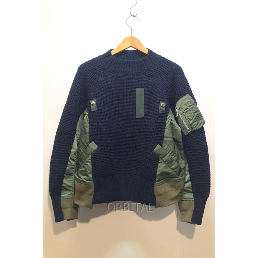 sacai（サカイ） 経堂) ナイロン切替 ドッキング ニット サイズ1