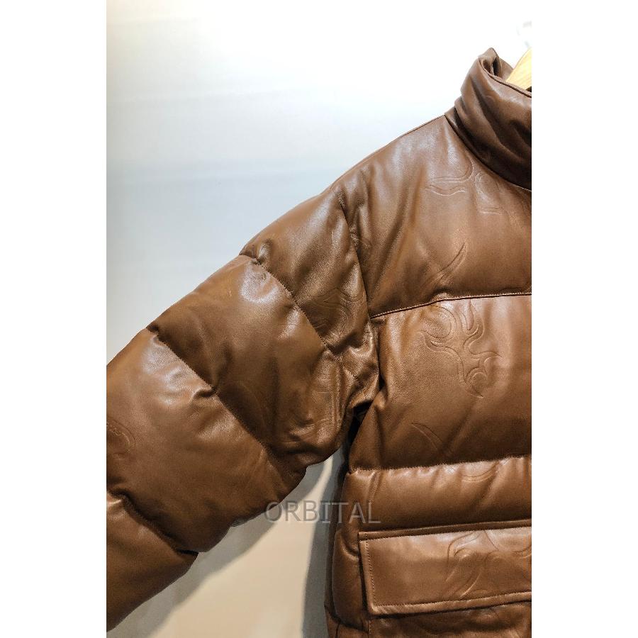 経堂) ゴルフワン GOLF WANG 柄 レザー ダウンジャケット サイズM