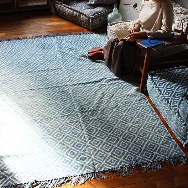 a.depeche（アデペシュ） ラグ インド 夏用 『BMS ラグ ノス ブルー