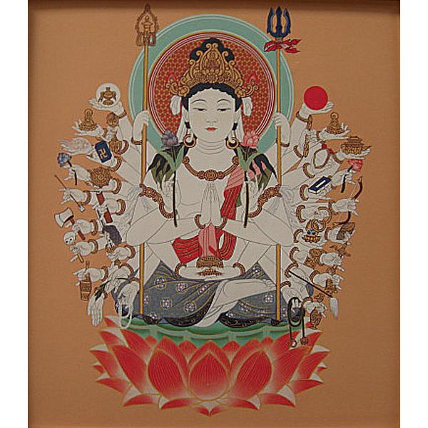 掛け軸 武藤純一 十二支 子歳生御守本尊 千手観音 仏画 掛軸 : 古都