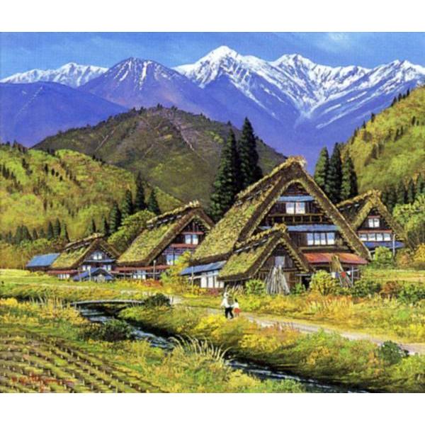 油絵 北川 照生 号／8万9千円『 白川郷 』F10号 油彩画 絵画 風景画