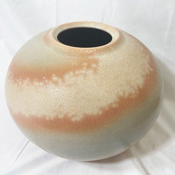 萩焼 天鵬山造 花瓶 共箱 陶器 花入 花器 直径25cm ◇HJ-0021