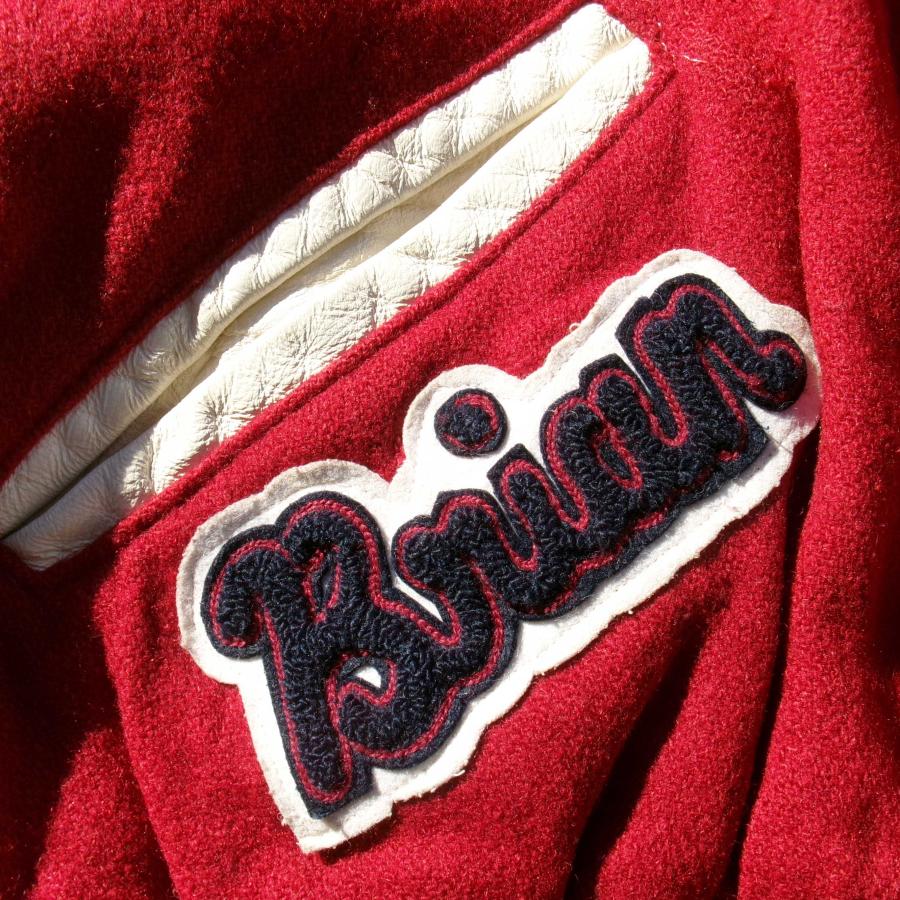 USED-76】90s DELONG STUDIUM JACKET made in USA RED/WHITE デロング