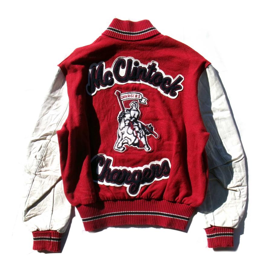 USED-76】90s DELONG STUDIUM JACKET made in USA RED/WHITE デロング