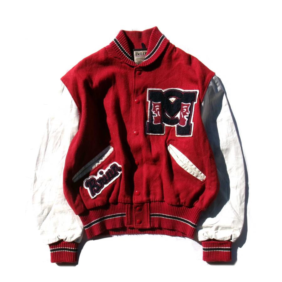 USED-76】90s DELONG STUDIUM JACKET made in USA RED/WHITE デロング