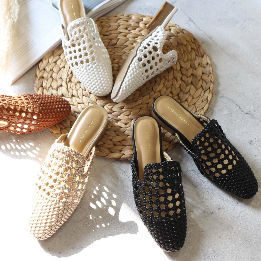 AmiAmi（アミアミ） メッシュ ミュール 編み込み レディース