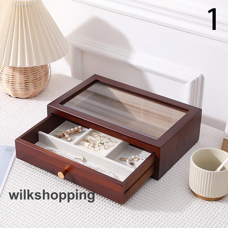 ジュエリーボックス 木製 引き出し式 大容量 2段 アクセサリーケース