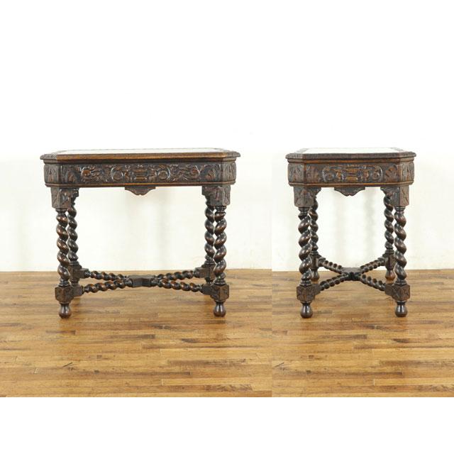 ルネサンス様式 サイドテーブル 美しい彫刻 ツイストレッグ テーブル