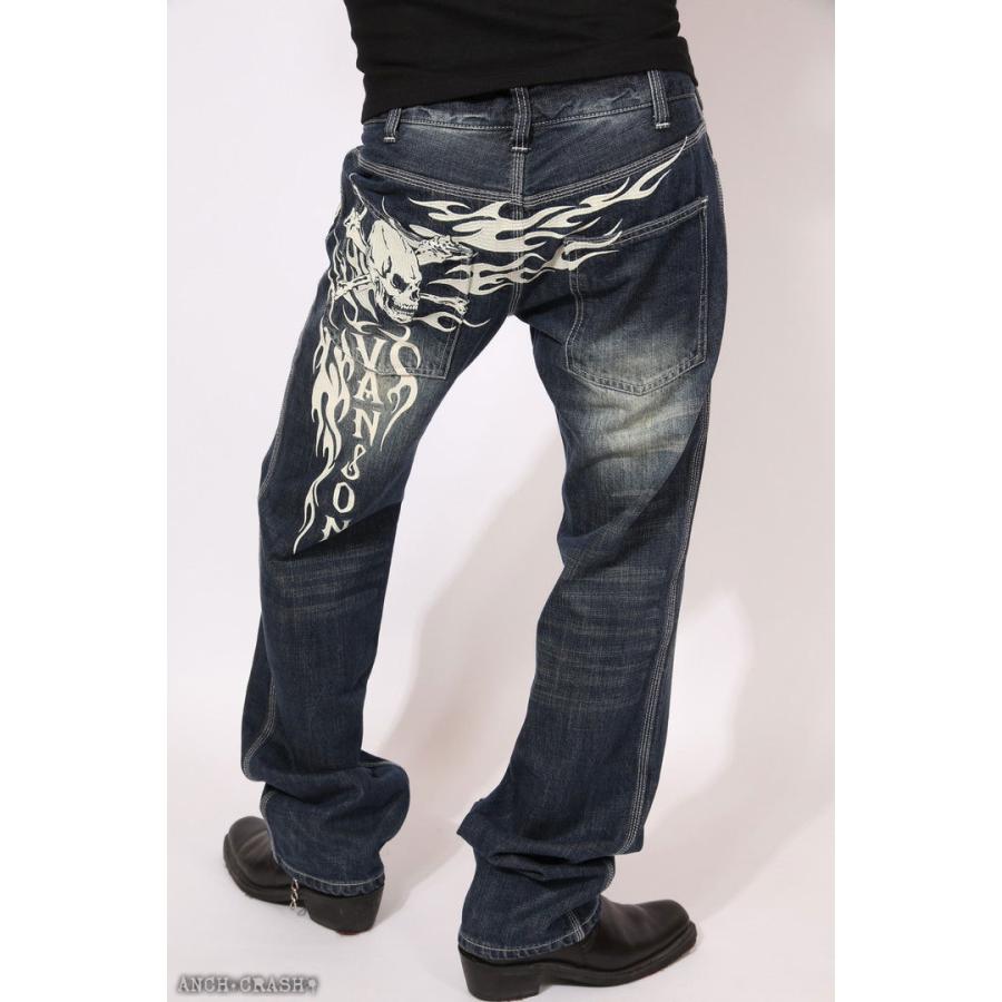 VANSON（バンソン） トライバルスカル 刺繍 デニムパンツ SP-B-26 USED