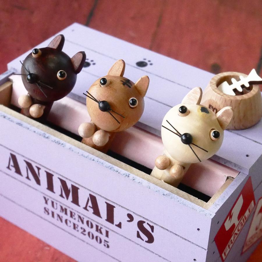 東洋音響 ゆめの木 オルゴール 18弁 TM231-B 木箱アニマルズ 猫