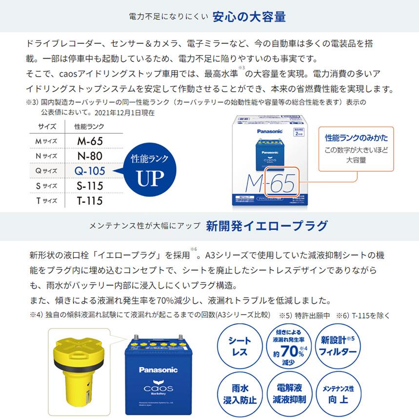 カオス N-Q105/A4 Panasonic パナソニック caos カーバッテリー