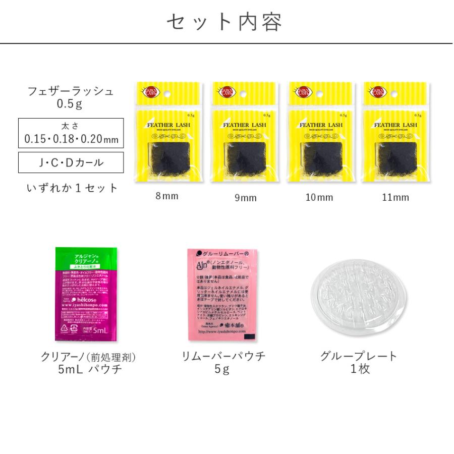送料無料 セルフ マツエク まつげエクステ 4点 フェザーラッシュキット