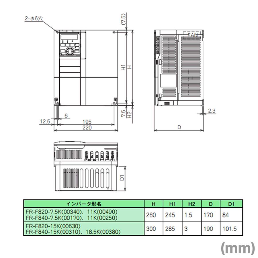 三菱電機（MITSUBISHI ELECTRIC） FR-F820-11K-1 ファン・ポンプ用