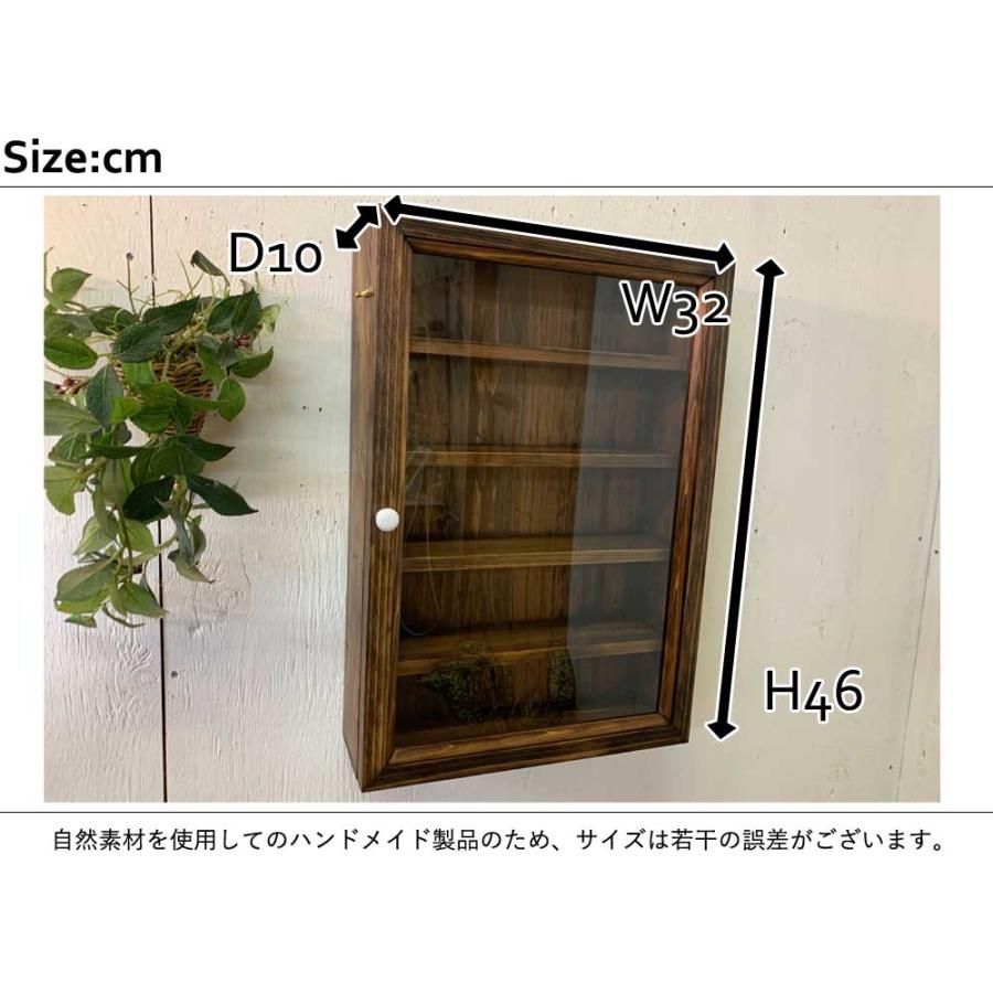 コレクションケース 透明ガラス扉 ダークブラウン 32×10×46cm 棚付き