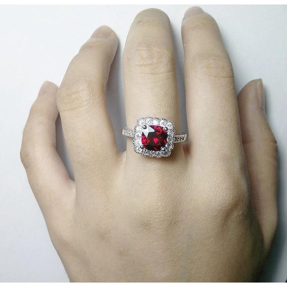 指輪 レディース レッド キュービックジルコニア スクエア リング 紅色