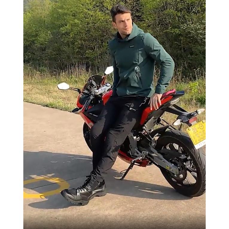 バイクジャケット プロテクター付き ブルゾン ナイロン フード付き