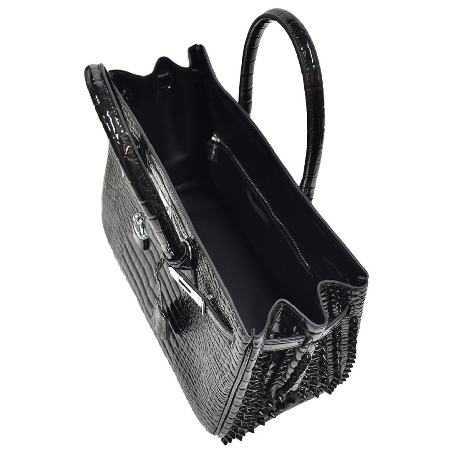 AnneCoquine（アンコキーヌ） 本皮クロコ型押しサイドスタッズバッグ