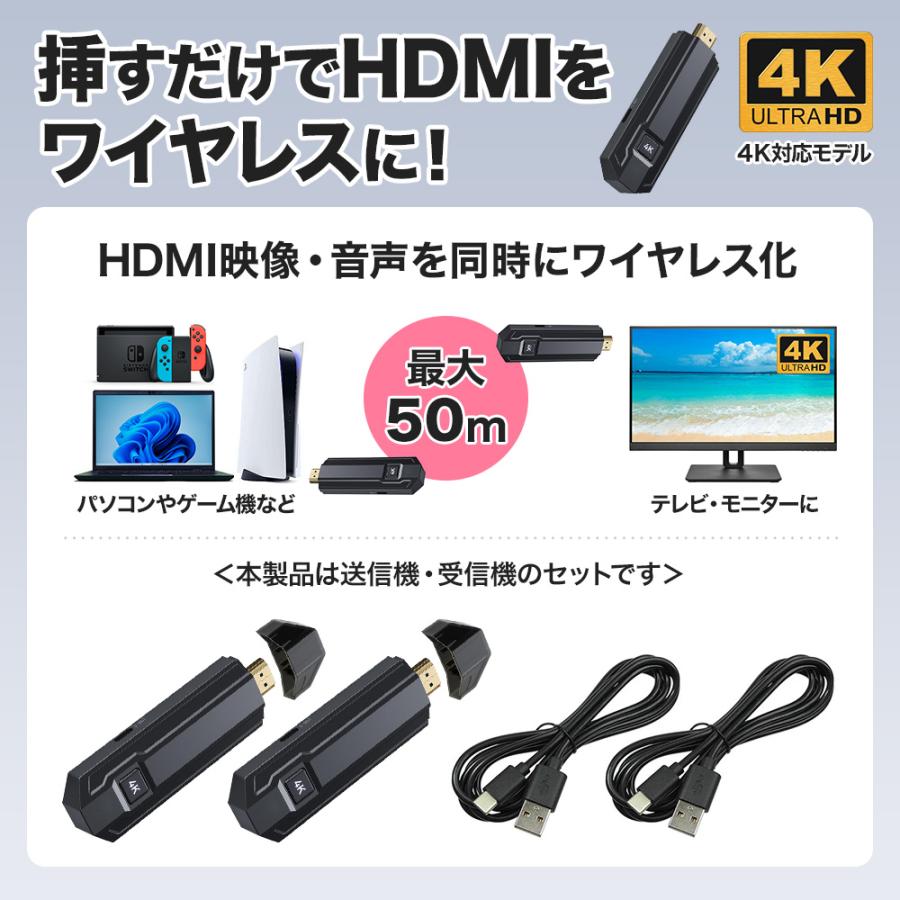 HDMI 無線 ワイヤレス hdmi 送受信機セット 無線化 挿すだけで使える
