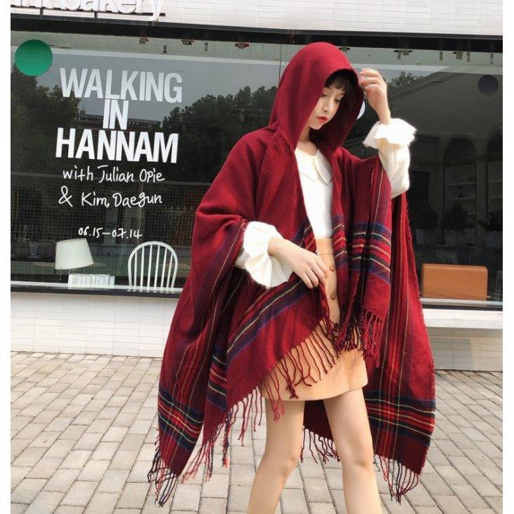 爆買 ポンチョ レディース フード付 ストール 大判 チェック タータン