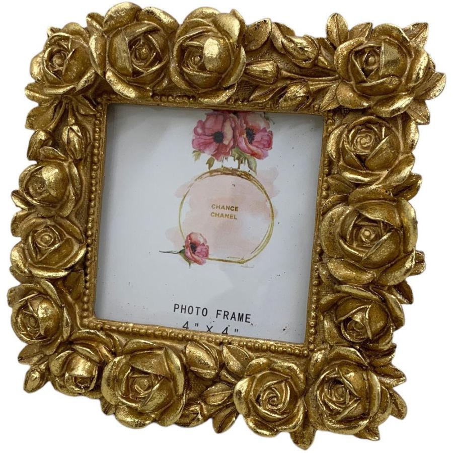 フォトフレーム 写真立て 薔薇写真立て バラフォトフレーム ゴールド