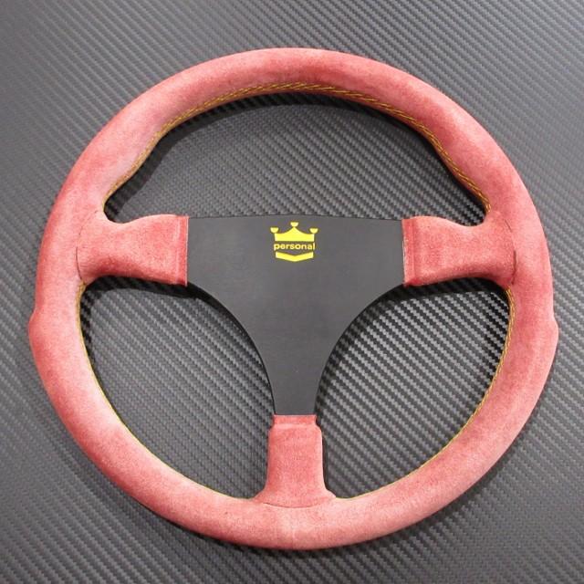 パーソナル Personal ステアリングホイール 赤スエード フラットタイプ