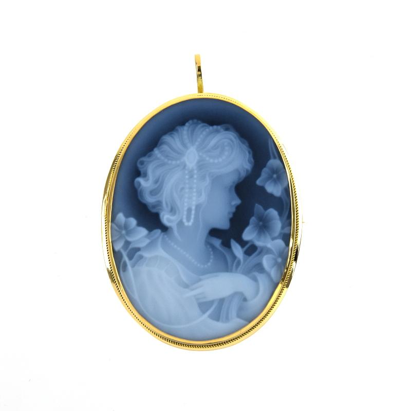 カメオ ブローチ ペンダントトップ 2WAY 18金 18k イエローゴールド