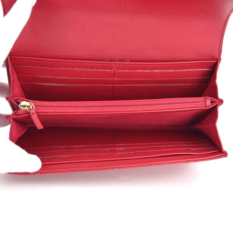 CHANEL（シャネル） 長財布 レッド系 ラムスキン クラシックロング