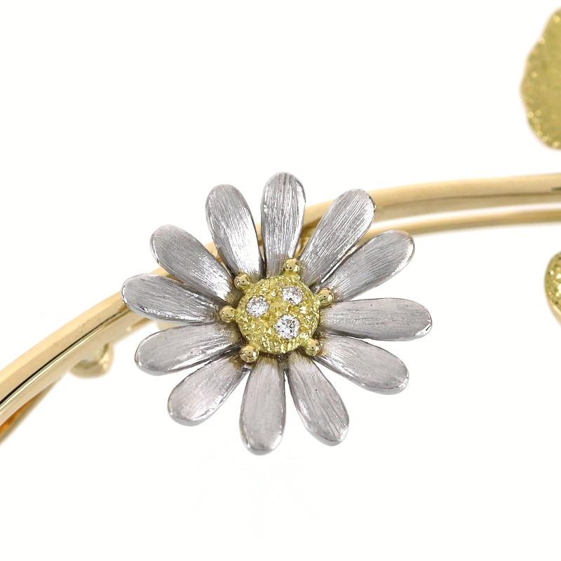 石川暢子 アズタイム ブローチ 蕗 花 ダイヤ入り K18YG×WG Pt900
