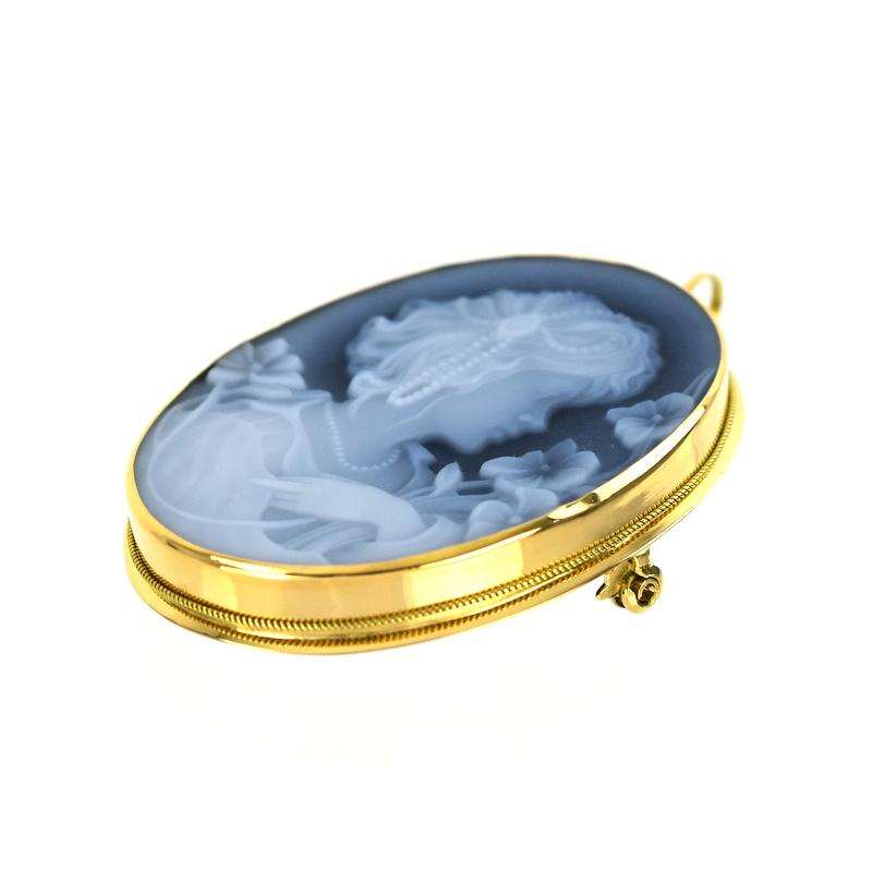 カメオ ブローチ ペンダントトップ 2WAY 18金 18k イエローゴールド