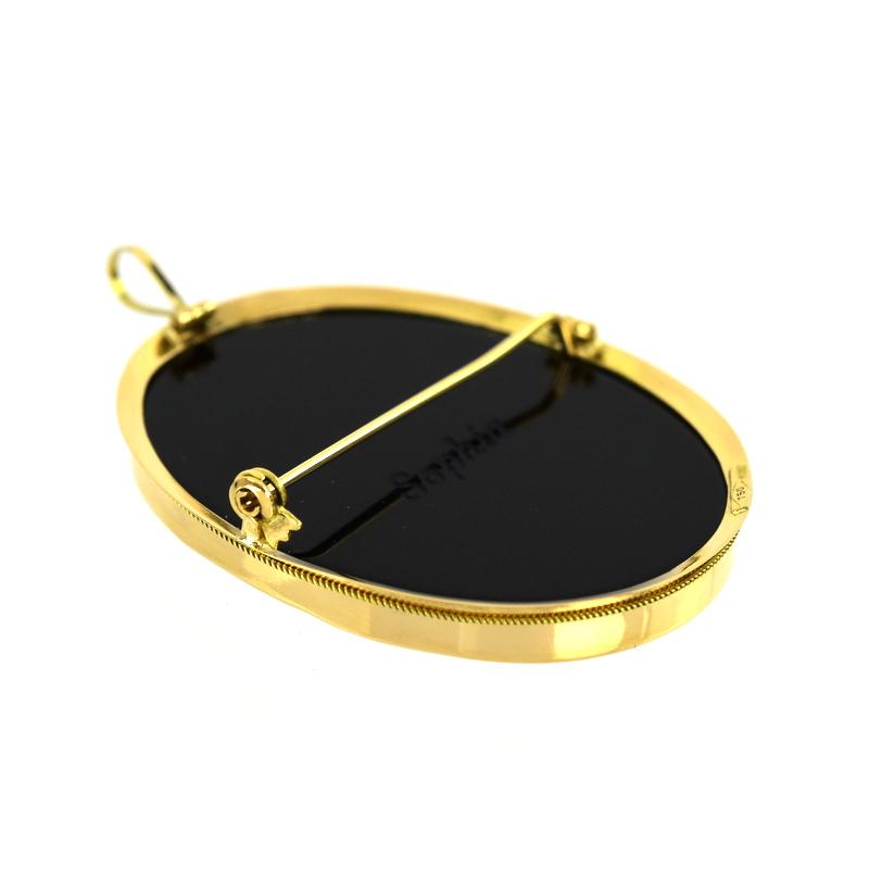 カメオ ブローチ ペンダントトップ 2WAY 18金 18k イエローゴールド