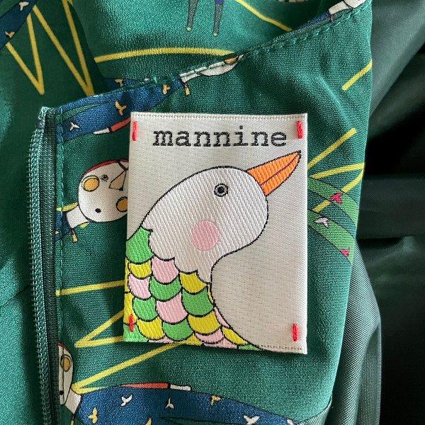 anc マンナイン mannine ワンピース S 緑系 イラスト柄 レディース