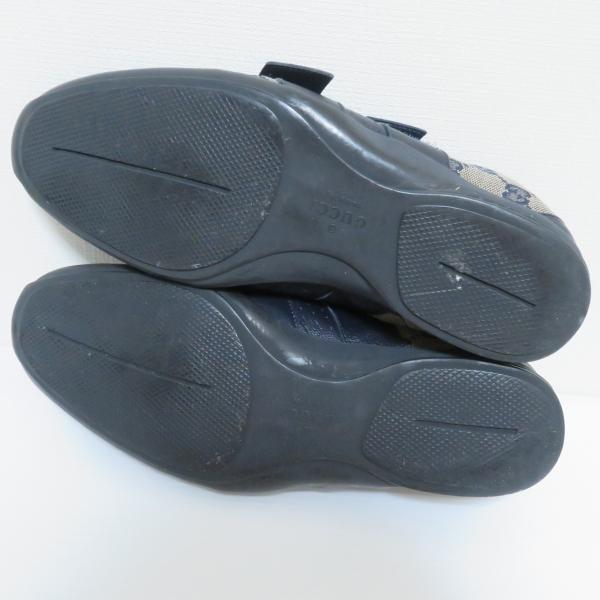 ans グッチ GUCCI シューズ 41 紺系 GG柄 ベルクロ マジックテープ