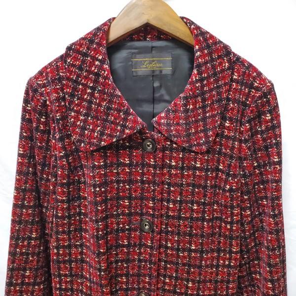 wnc レリアン Leilian ジャケット 13 赤 黒 i velluti Pontoglio社