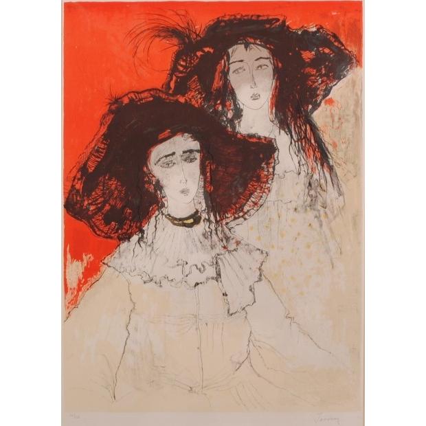 人物画 絵画 リトグラフ 版画 ジャン・ジャンセン 「カプリーヌ」 額