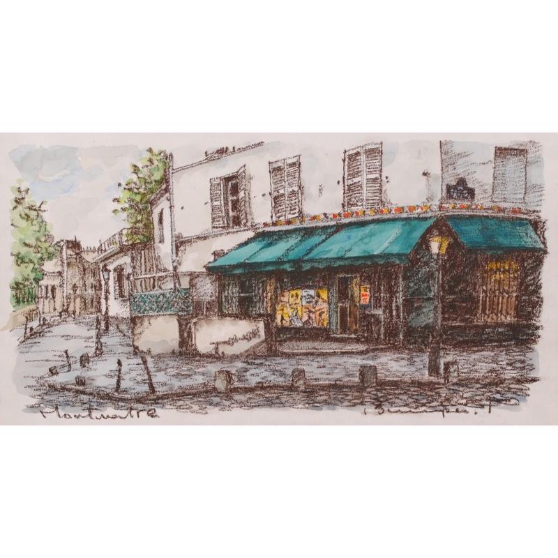 パリ 風景画 絵画 フランス 水彩画 高橋文平 「モンマルトルのカフェ