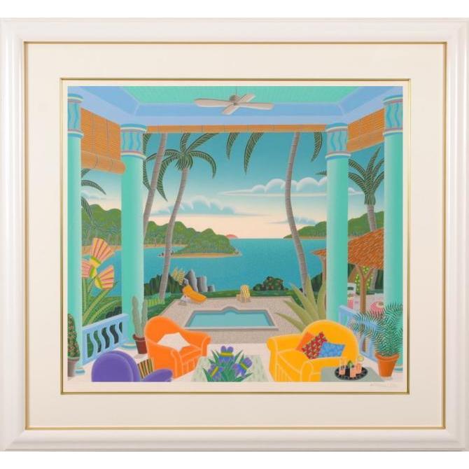 海 絵画 風景画 リゾート カリブ海 シルクスクリーン 版画 トーマス